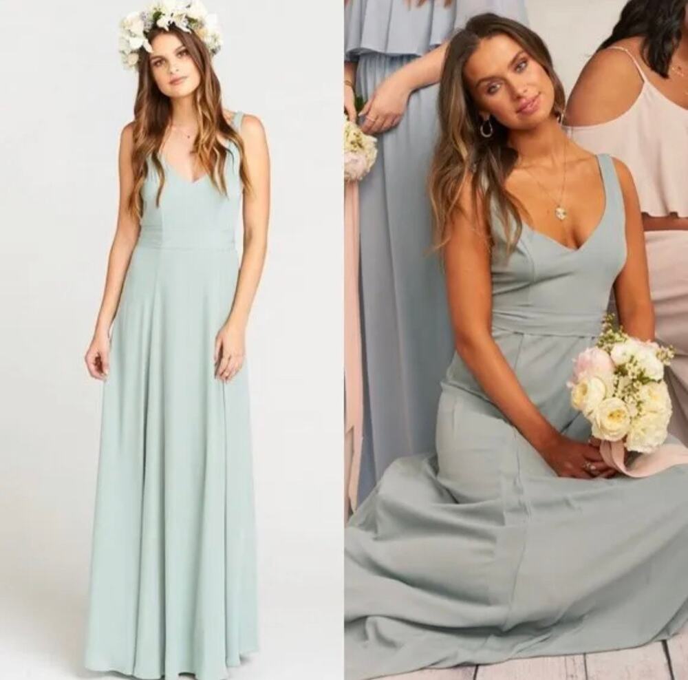 Show Me Your Mumu Wedding Gown XXS Sage Mint Green Open Back Maxi Dress Formals